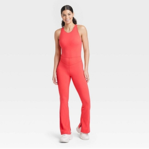 COPY - JoyLab - Women's High Neck Flare Active Bodysuits - Red - XL - Picture 1 of 16